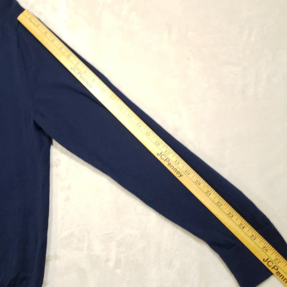 Banana Republic Sweater Polo Men XL Navy Blue Merino Wool Long Sleeve Tight Knit
